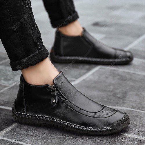 Men Leather Shoes Large Size Breathable Boots